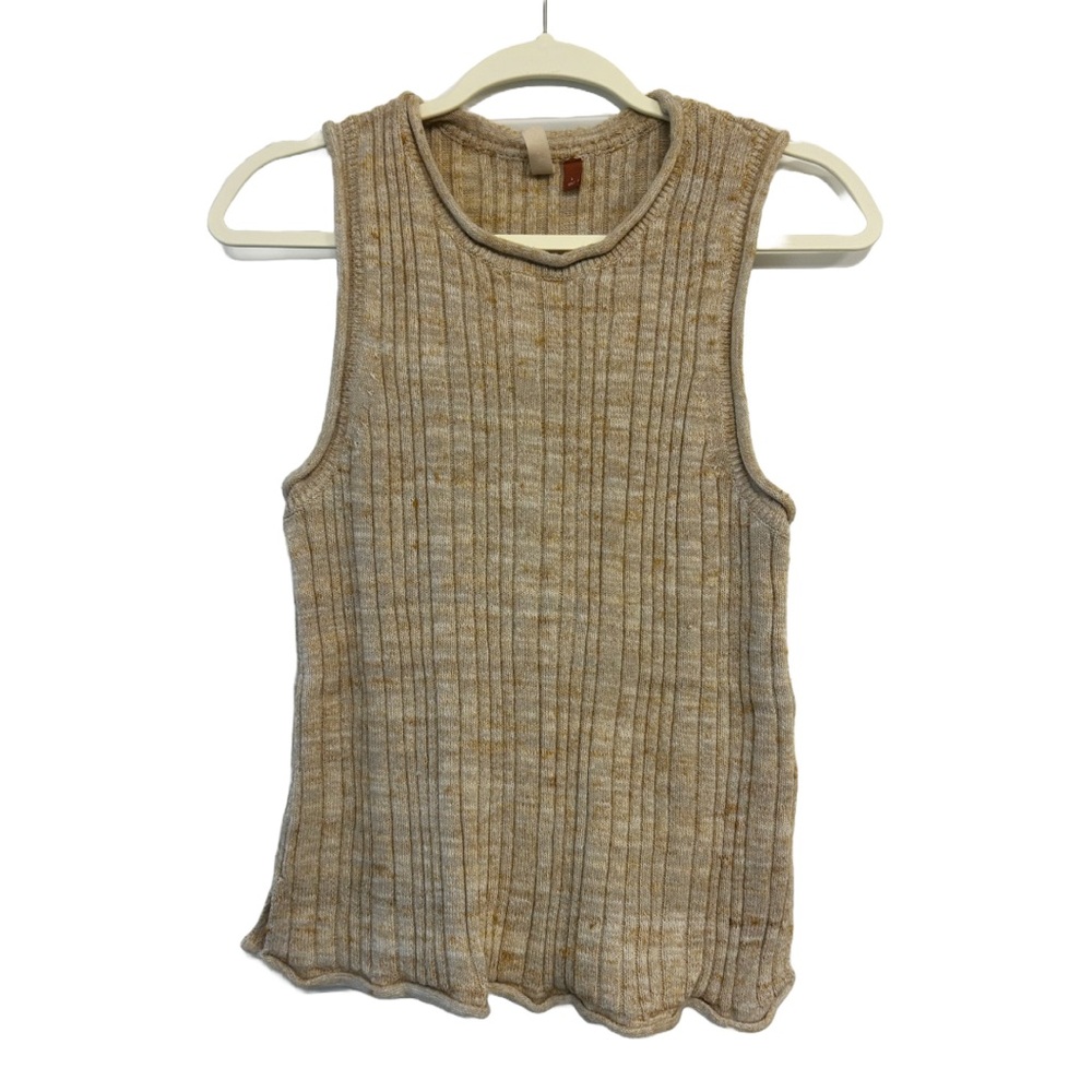 Anthropologie Pilcro Tan Knit Tank Ribbed Sleeveless Sweater, Size Large